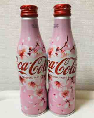 Coca Cola Coke Japan Aluminium bottle unopened ×2 2020 Sakura limited design