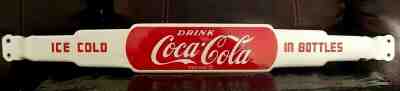 Vintage Coca-Cola Coke Screen Door Bar Push Pull Bar Porcelain Sign VERY NICE!