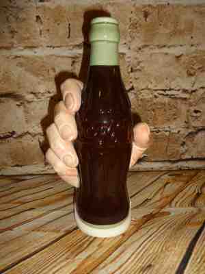 Vintage Coca Cola Hand Holding Bottle Napkin & Straw Holder Vase Taiwan 