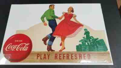 Coca Cola PLAY REFRESHED Cardboard Sign SQUARE DANCING 2 of 4 PART OF THE FUN