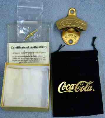 24K Gold-Plated Coca-Cola STARR X 75th Anniversary BOTTLE OPENER in BOX with COA