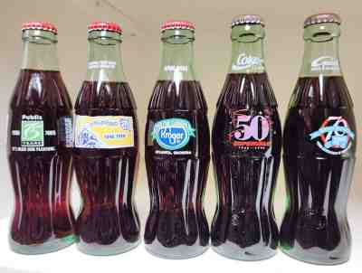 Coca-Cola Bottles (5) Kroger, Super Valu, Genuardi 70th, Publix, Piggly Wiggly