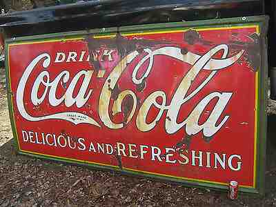 ANTIQUE USA COCA COLA SODA FOUNTAIN BOTTLE PORCELAIN ART ADVERTISING STORE SIGN