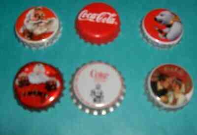 6 COKE BOTTLE CAPS   MEXICO ECUADOR USA    1 IS STAR WARS  COCA COLA   c