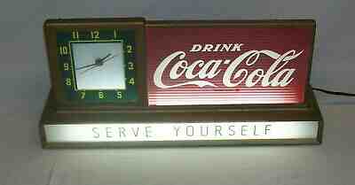 Very RARE Vintage (1950's) Coca-Cola Lighted Sign with Clock Counter Top Display