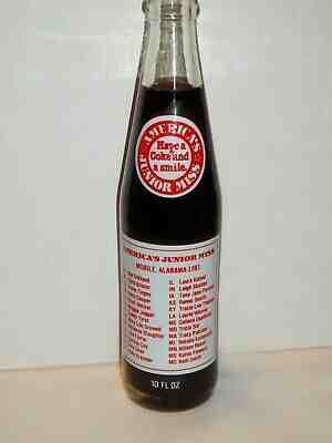 10 OZ  COCA COLA COMMEMORATIVE BOTTLE - 1981 AMERICA'S JUNIOR MISS MOBILE AL