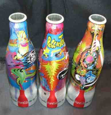  VHTF Set of 3 Coca-Cola aluminium bottles 250 ml MUSIC FESTIVAL test Colombia