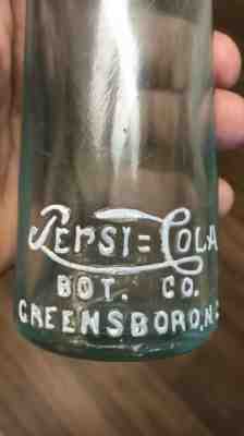 Early 1900’s Pepsi Cola Script Bottle Greensboro,NC Very Nice
