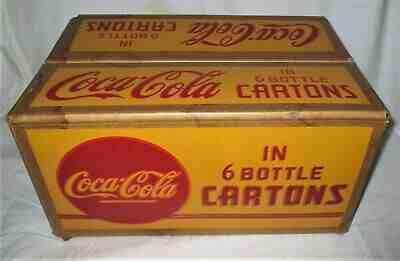 VINTAGE USA COCA COLA SODA CARDBOARD ADVERTISING ART SIGN BOX GENERAL STORE   