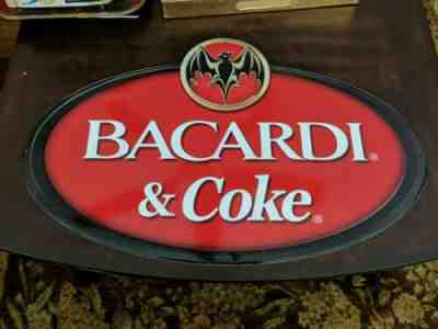 Bacardi & Coke with Bat Rum Metal Wall Hanging Sign 23” Wide x 15” High