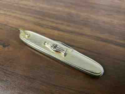 Vintage Rare & Unique Gold Colonial Coca Cola Pocket Knife - Raised Bottle