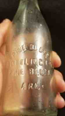 RARE EARLY BLOCK LETTERS STRAIGHT SIDED  BOTTLE  "  PINE BLUFF, ARK  " 26
