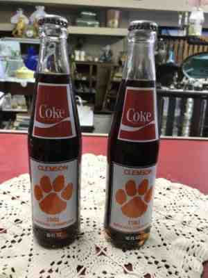 2 VTG 1981 Clemson National Championship Season Coke Cola Bottle 10 Fl Oz NR
