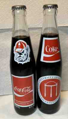 Lot 2 Vintage University Georgia Bulldogs 1985 Bicentennial Coke 10 Oz Bottles