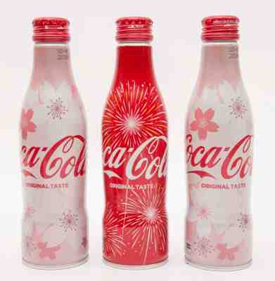 2 Sakura & Hanabi Coca Cola Aluminum Full bottle 3 bottles 250ml Japan Limited