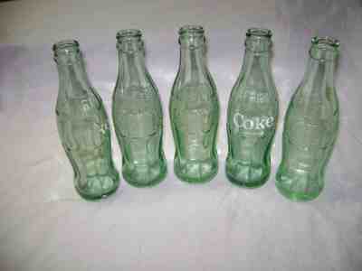 5 Vintage Coke 6 oz bottles