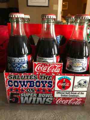 Coca-Cola Dallas Cowboys 5 Times Super Bowl Champions 6 Coke Bottles Set.  New