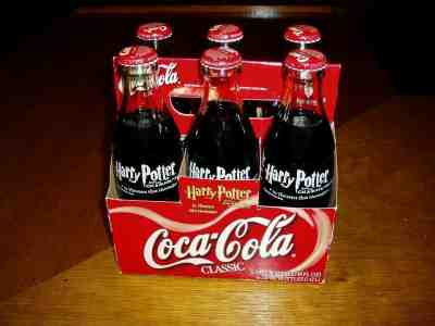 Coca-Cola unopened 6 pack, Harry Potter and the Chamber of Secrets glass bottles