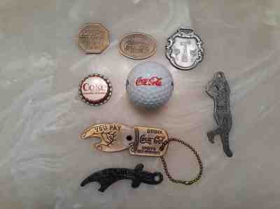 Estate drawer Lot of 8 Coke items Coca-Cola Bottle Opener Tokens Cap Watch Fob