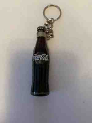 COCA-COLA FILLED MINIATURE "DALE EARNHARDT #1" BOTTLE, KEY CHAIN, NEW OLD STOCK