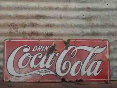 c1920's-30's Porcelain COCA COLA Sign Original 30x12 30" Soda Pop Advertising 