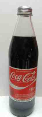 RARE 1970s LONDON 1 LITRE GLASS COCA-COLA BOTTLE-PAPER LABEL EXCELLENT SCREW CAP