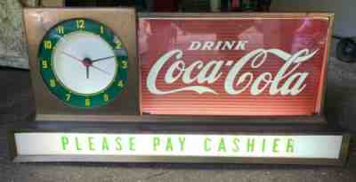 Vintage 1950’s Coca-Cola Edgebrite Fountain Shop Light-Up Clock