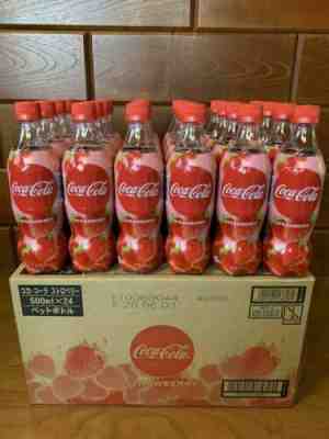COCA COLA STRAWBERRY LIMITED EDITION JAPANESE SODA BOTTLES *2CASE (48 BOTTLES) 