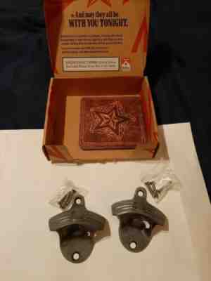 Set of 2 Marlboro Lucky Horseshoe Wall Mount Bottle Openers w/ 6 Coasters