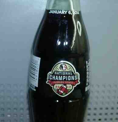 2014 Florida State FSU 2013 National Champions Football Coca-Cola Coke Bottle