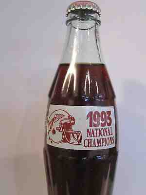 COCA COLA COKE 1993 FLORIDA STATE SEMINOLES NCAA NATIONAL CHAMPS 8oz BOTTLE