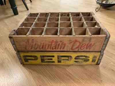 Vintage Mountain Dew & Pepsi Wood Crates