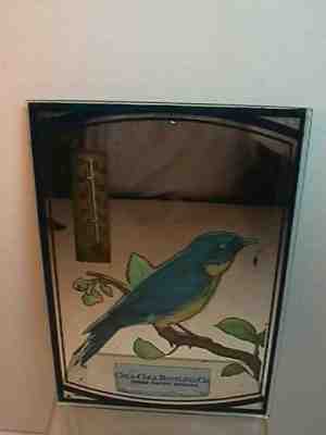 VINTAGE Coca Cola mirror & thermometer  Terre Haute Indiana  Blue Jay bird pic