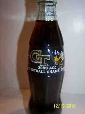 GEORGIA TECH 2009 FOOTBALL CHAMPIONS COCA COLA, BOTTLE 