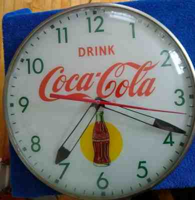 Pam Coca Cola Clock 1954 Advertising coke wall antique vintage rare bubble glass