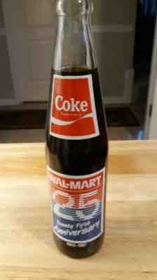 WALMART 25th Anniversary Coca Cola Full Bottle 10 oz Coke 1962-1987 32 Years Old