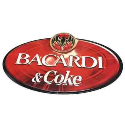 Bacardi & Coke Bat Metal Wall Hanging Sign 24 x 15” For Man Cave Game Room & Bar