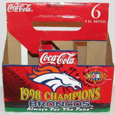 Coca-Cola Denver Broncos SB XXXII Champions 1998 Coke Bottle Carrier Carton NFL