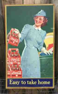 1941 Cardboard Coca Cola Sign Easy To Take Home 27x16