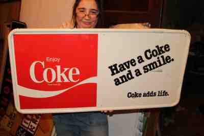 Vintage 1960's Coca Cola Have A Coke & A Smile Soda Pop 36" Metal Sign