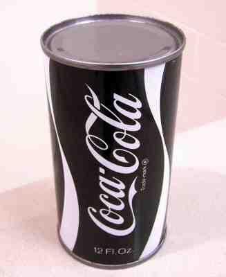**BLACK c. 1970s COCA-COLA unlisted test/prototype? SS soda can from Madison, WI