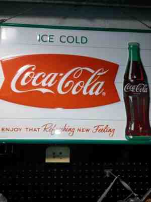 1975 Fish Tail Coca Cola Porcelin Sign