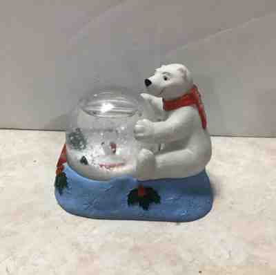 Coca Cola Polar Bear Snow Globe 2003 Hardee’s Collectable With Cub