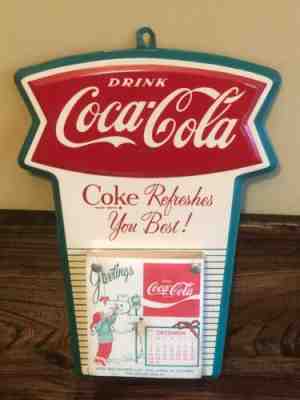Vintage 1950’s Coca Cola Fishtail NOS Calendar Advertising Sign Coke Soda