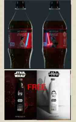 Coke Cola Star Wars Light Up Bottle Limited Edition & Free 2 empty water bottles