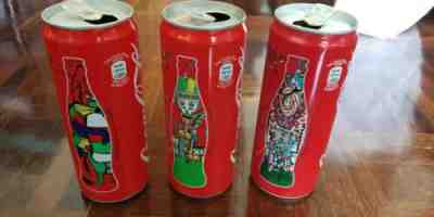 3 Empty Cans Coca Cola Portugal Portuguese RARE limited Edition - 2012