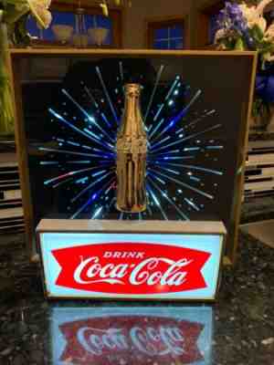 Rare Coca Cola Starburst Motion Sign Twinkling Star Spinner Gold Bottle Fishta