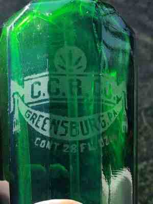 Vintage Green   Coca Cola Seltzer Bottle    -    C.C.B.C.      Greensboro, PA