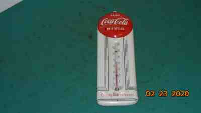 Vintage 1950's Coca Cola Red Button Thermometer