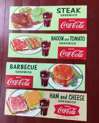  Lot of 16! 1950s COCA-COLA restaurant diner card signs. cheeseburger, etc +